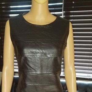 CALVIN KLEIN Brown Espresso Faux Leather Dress